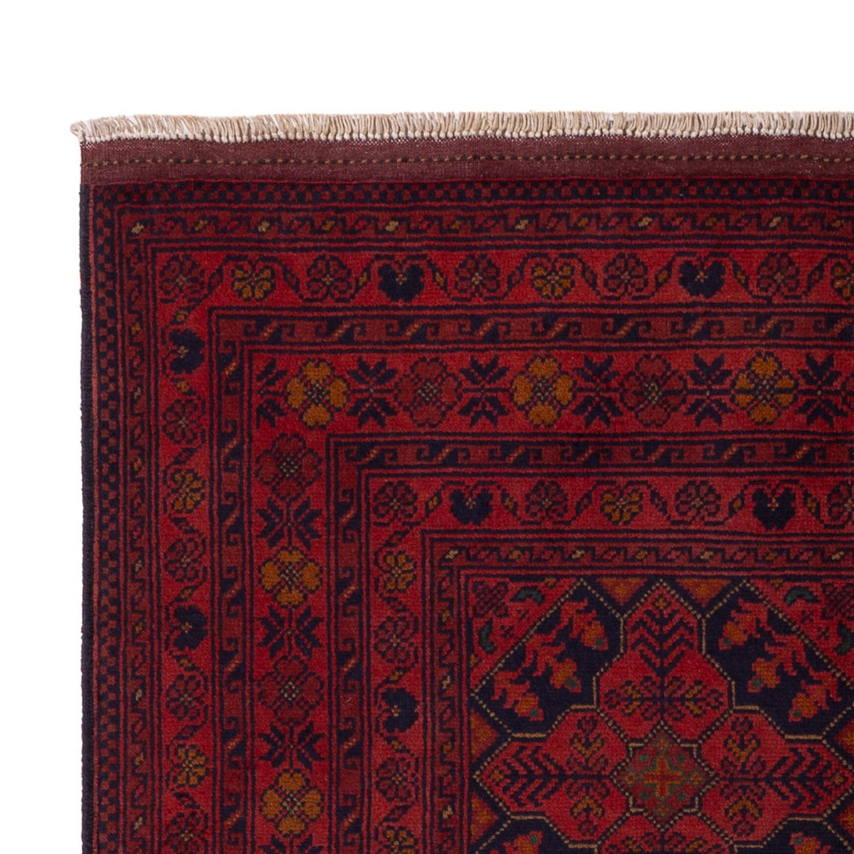 Tapis afghan - Kunduz - 193 x 124 cm - rouge foncé