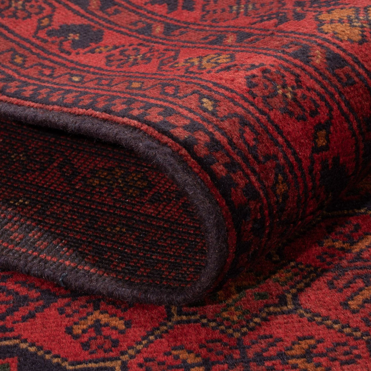 Tapis afghan - Kunduz - 193 x 124 cm - rouge foncé