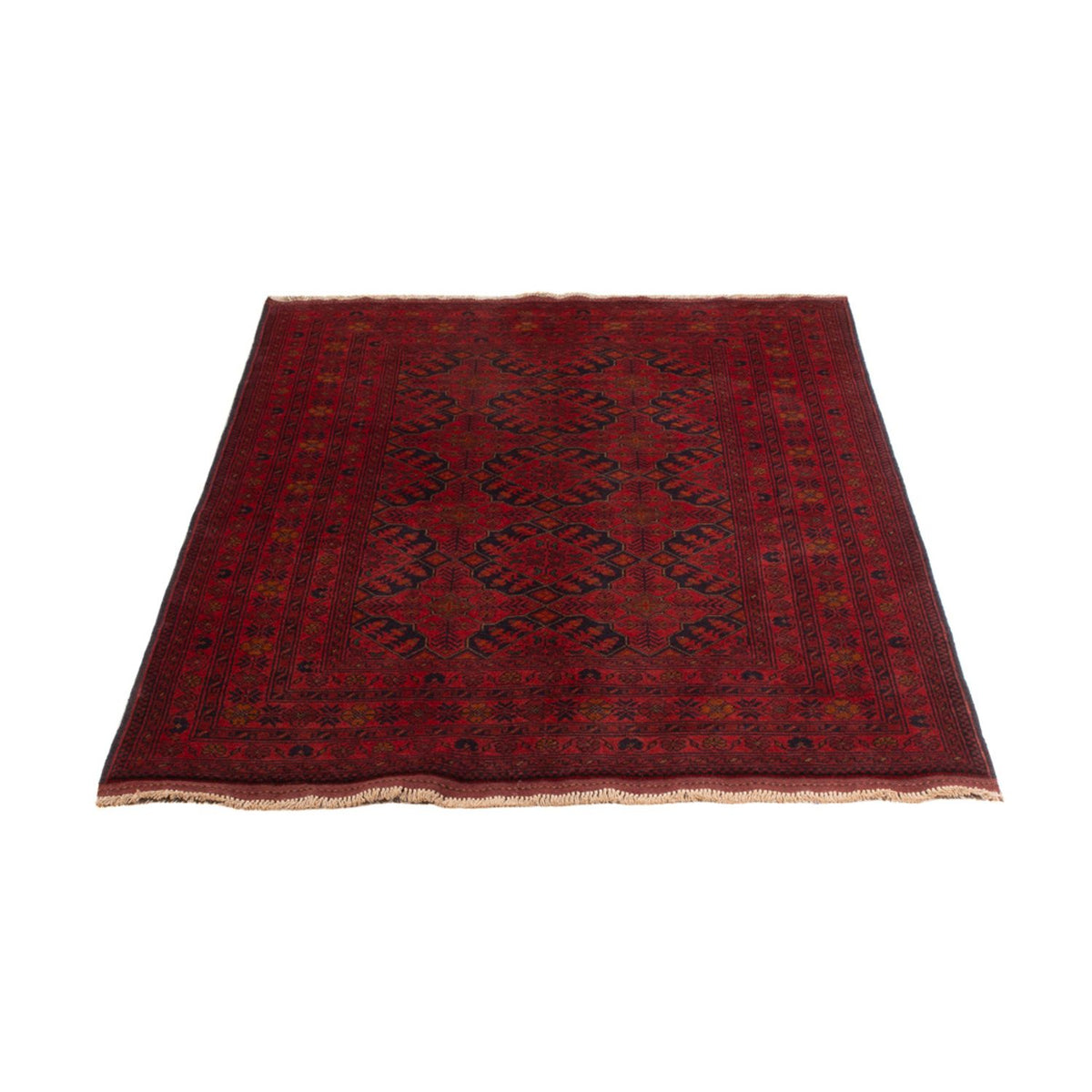 Tapis afghan - Kunduz - 193 x 124 cm - rouge foncé
