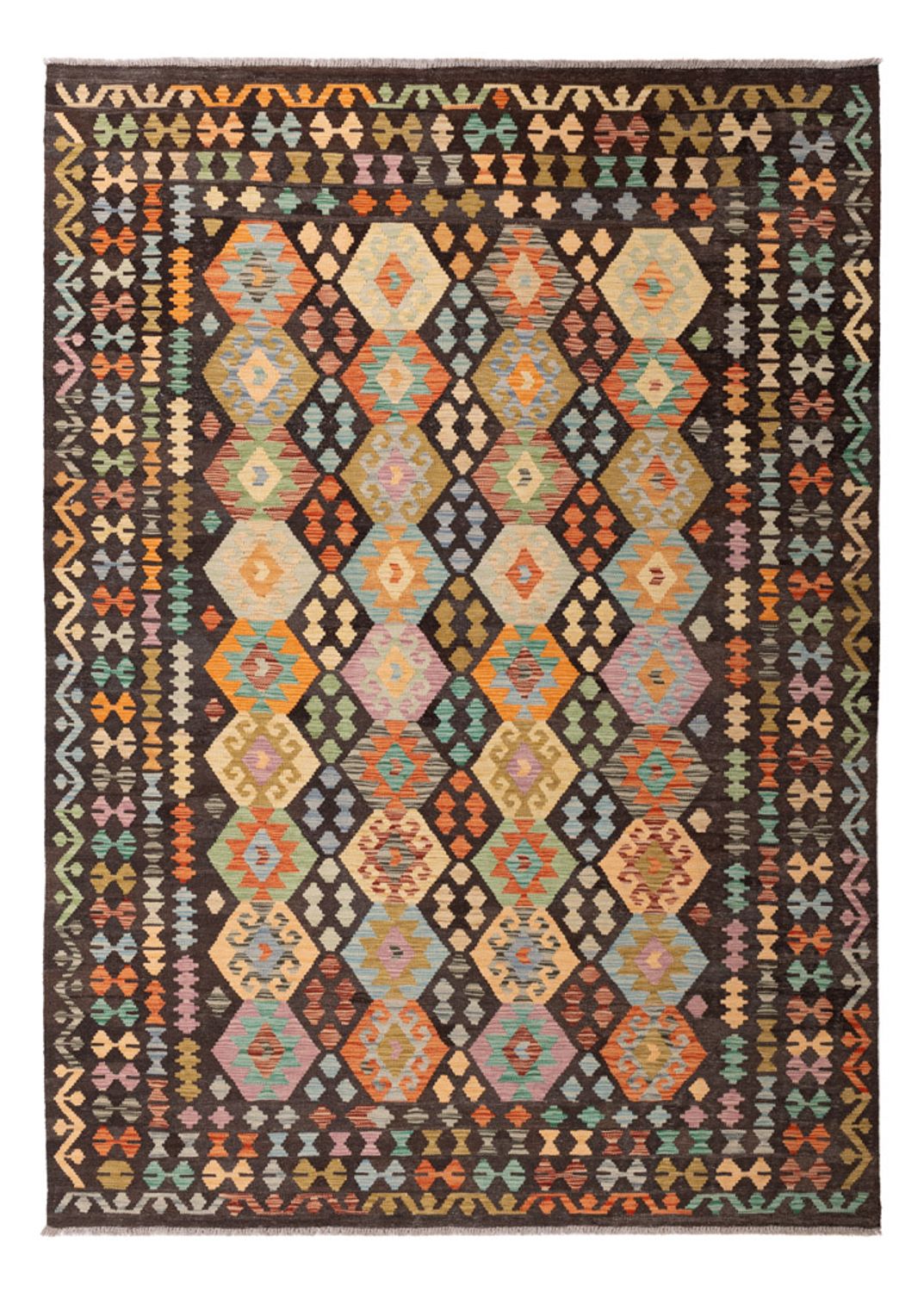 Tapis Kelim - Splash - 285 x 207 cm - multicolore
