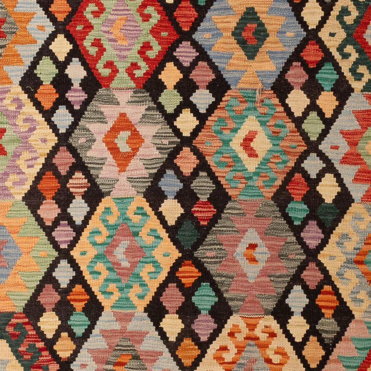 Tapis Kelim - Splash - 298 x 201 cm - multicolore