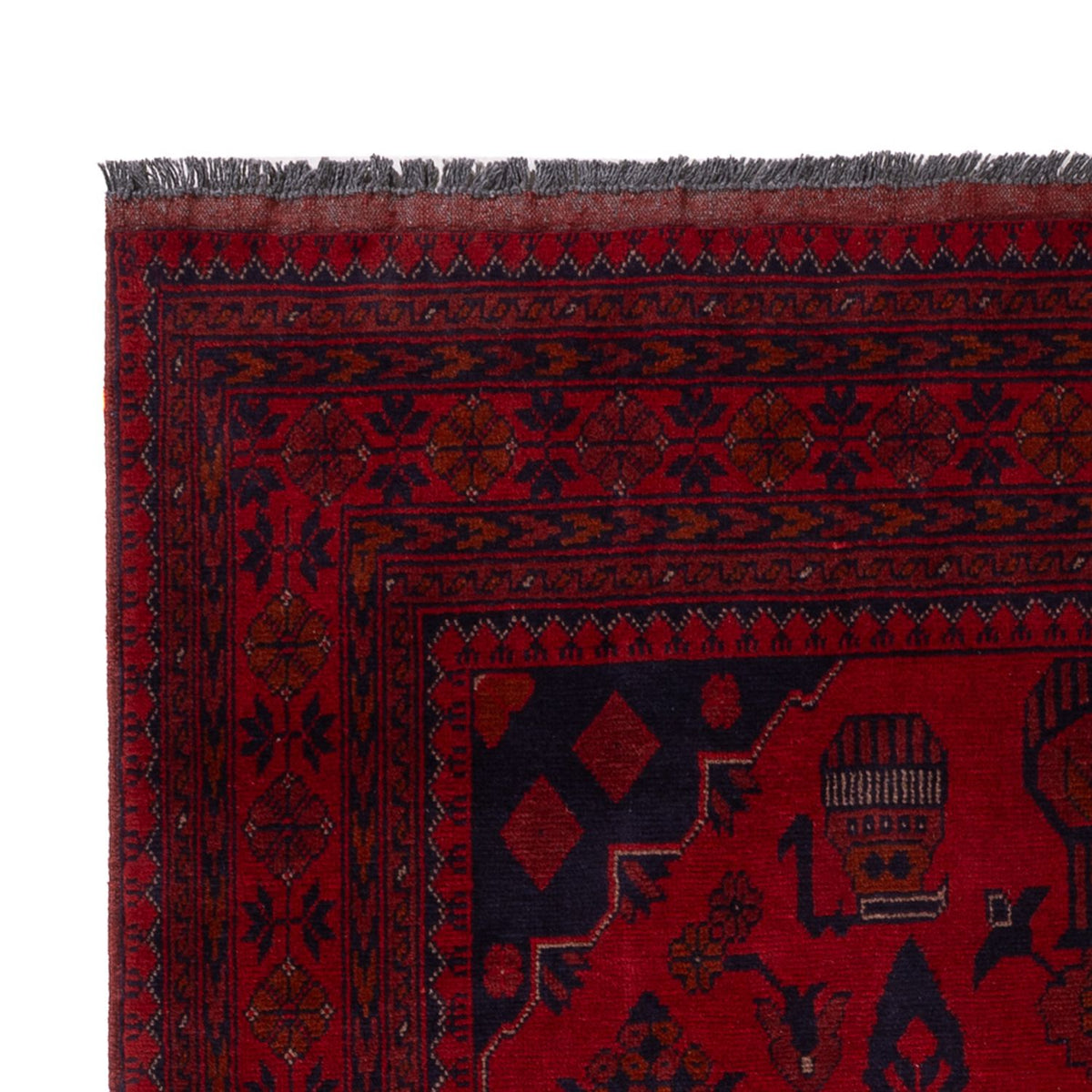 Tapis afghan - Kunduz - 190 x 121 cm - rouge foncé