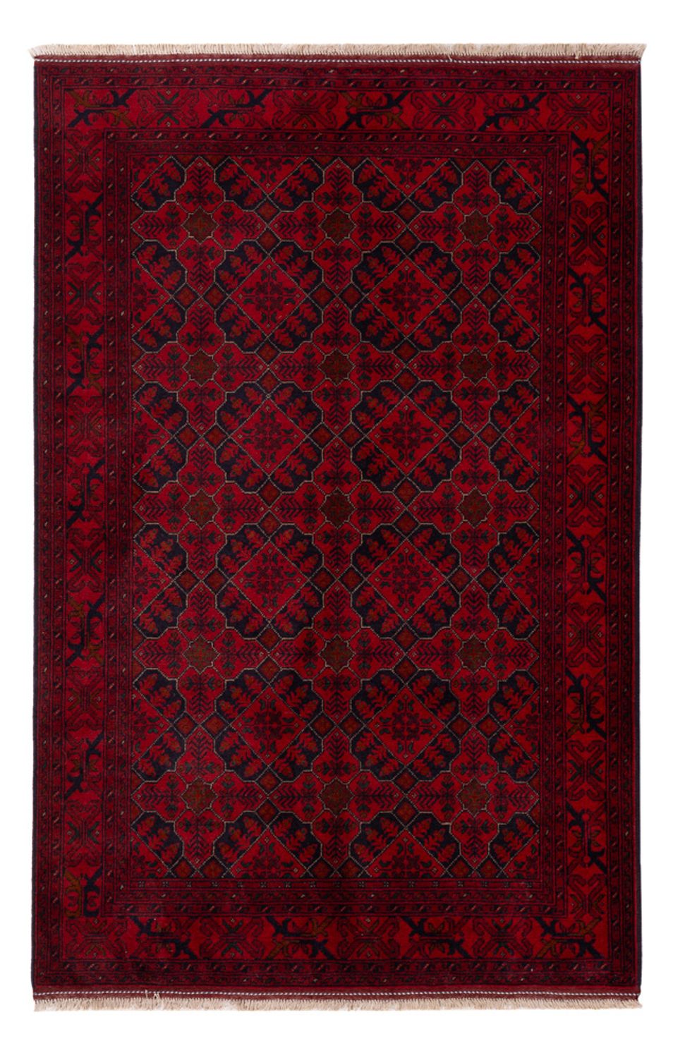 Tapis afghan - Kunduz - 195 x 123 cm - rouge foncé