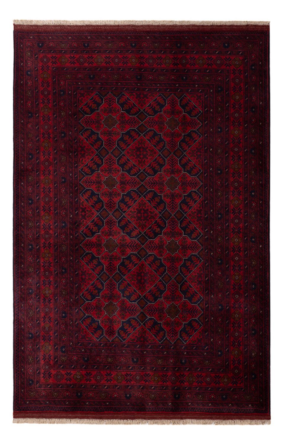 Tapis afghan - Kunduz - 193 x 125 cm - rouge foncé