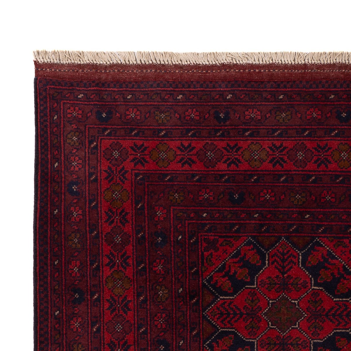 Tapis afghan - Kunduz - 193 x 125 cm - rouge foncé