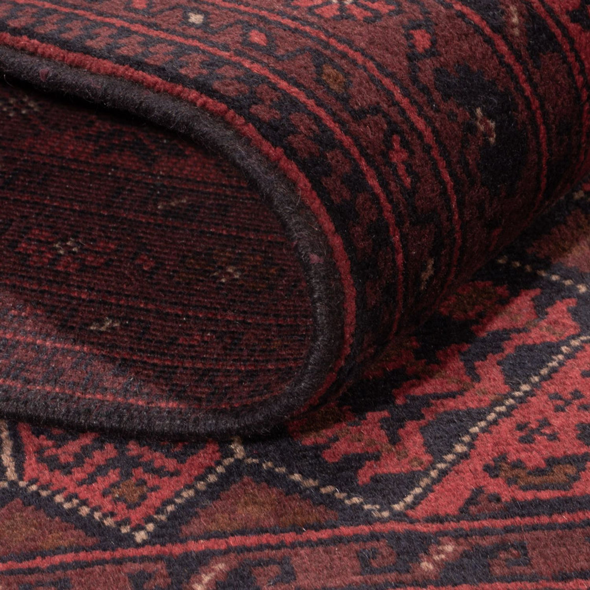 Tapis afghan - Kunduz - 193 x 125 cm - rouge foncé