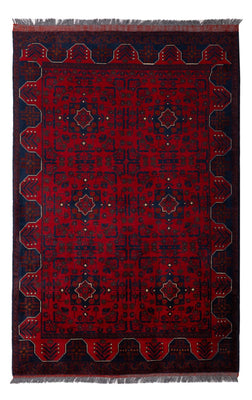 Tapis afghan - Kunduz - 194 x 126 cm - rouge foncé