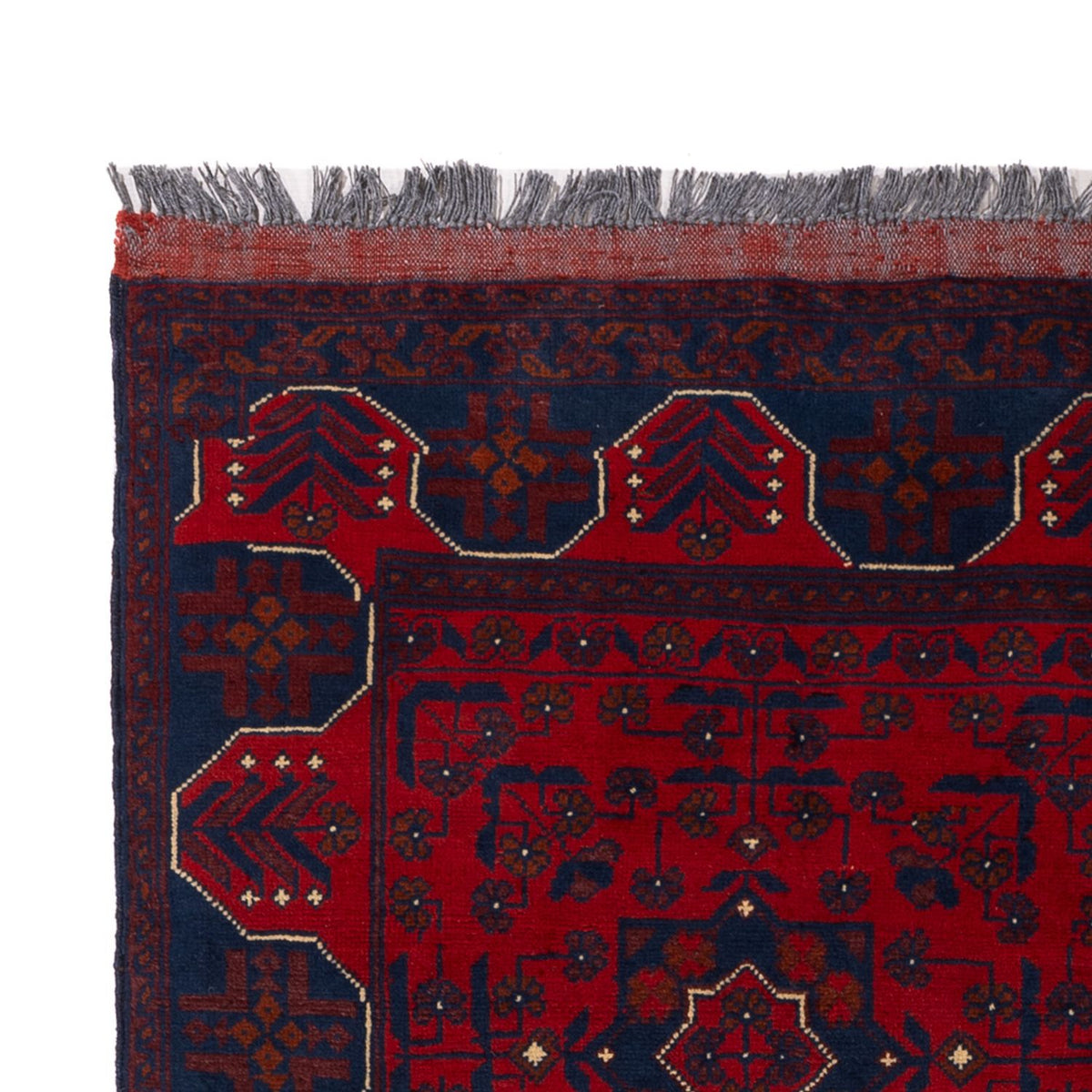 Tapis afghan - Kunduz - 194 x 126 cm - rouge foncé