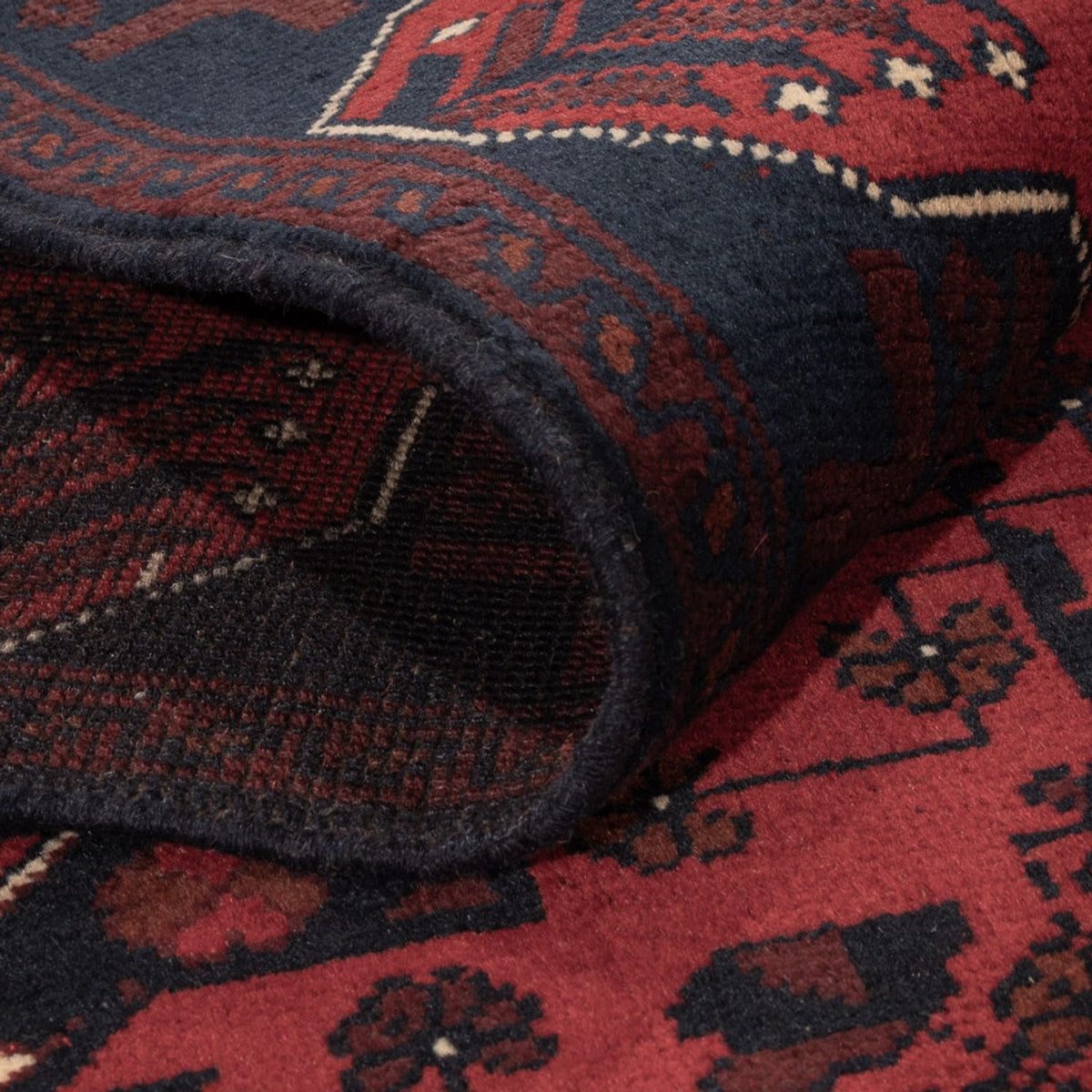 Tapis afghan - Kunduz - 194 x 126 cm - rouge foncé