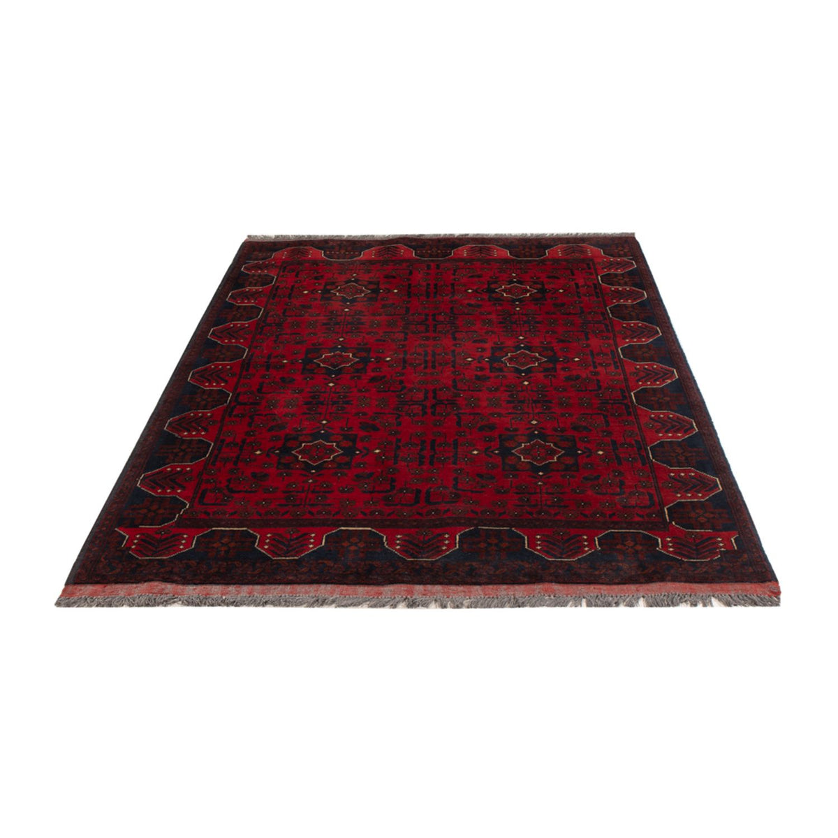 Tapis afghan - Kunduz - 194 x 126 cm - rouge foncé