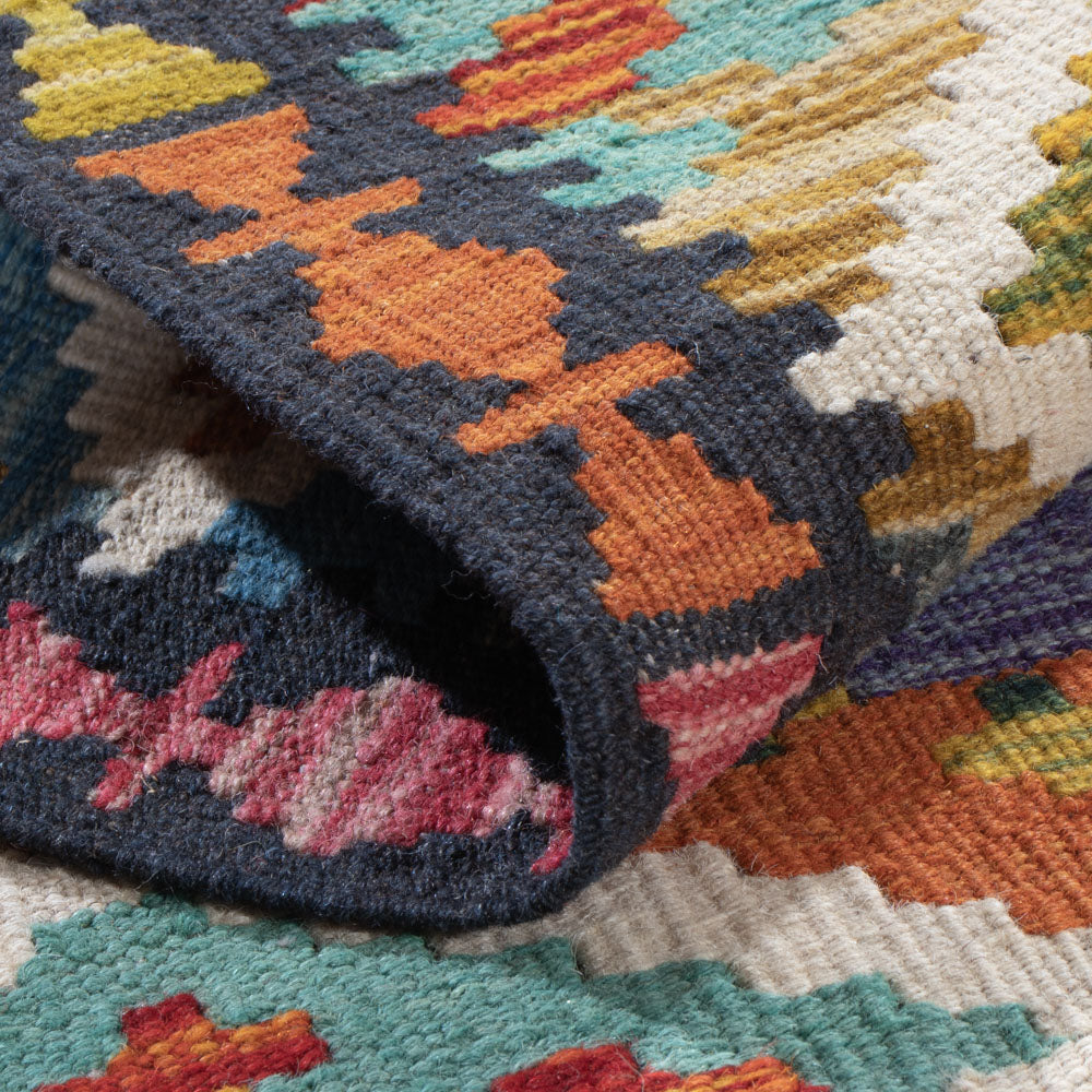 Läufer Kelim - Splash - 202 x 67 cm - mehrfarbig