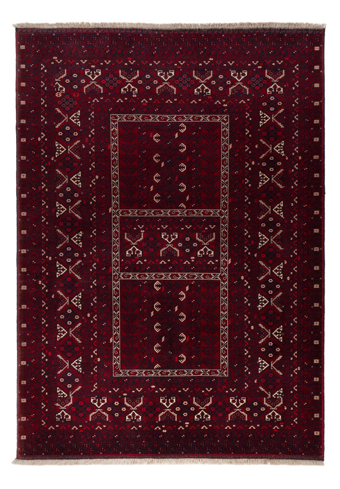 Afghan Teppich - 242 x 166 cm - dunkelrot