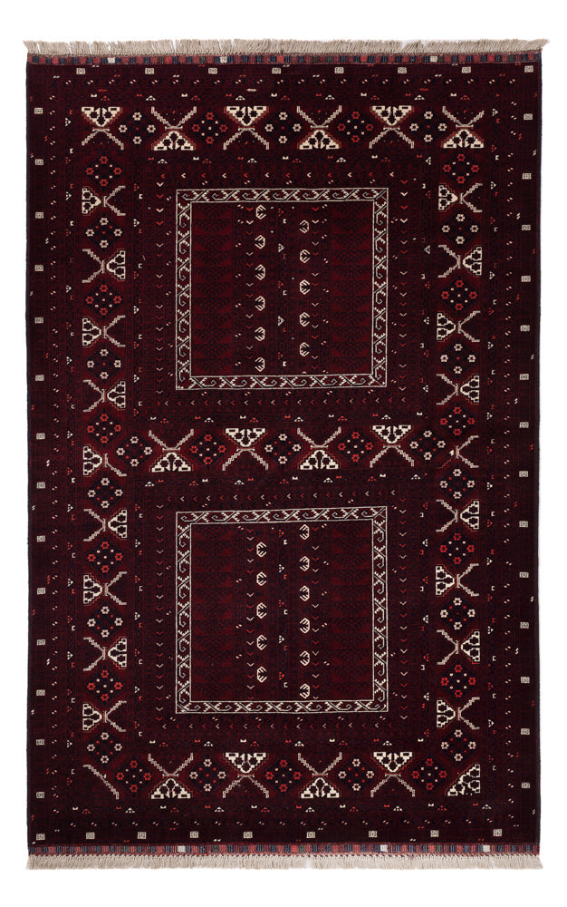 Afghan Teppich - 247 x 154 cm - dunkelrot