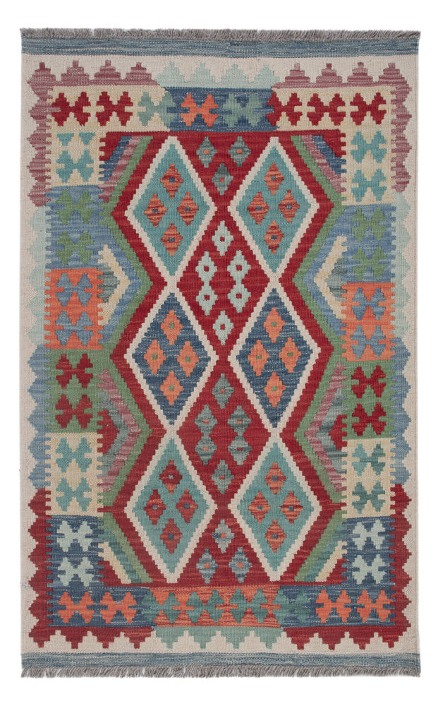 Tapis Kelim - Splash - 131 x 85 cm - multicolore