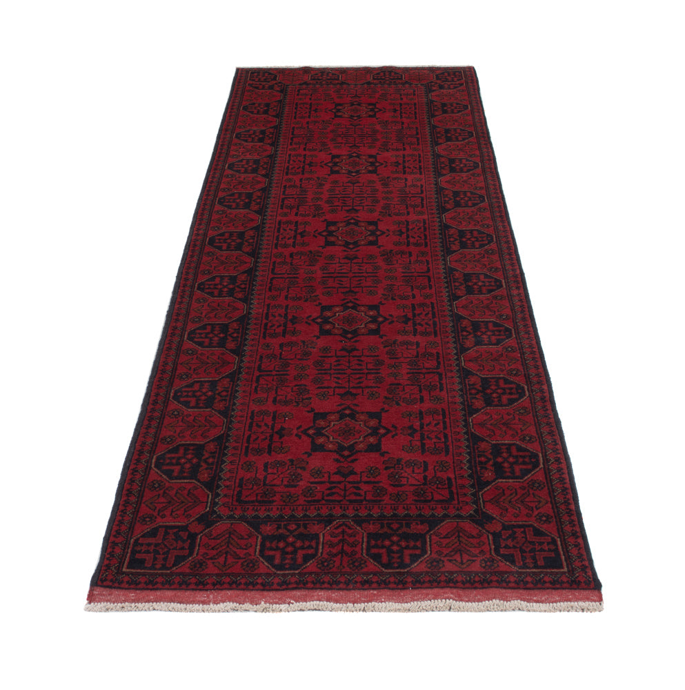 Läufer Afghan - Kunduz - 299 x 82 cm - dunkelrot