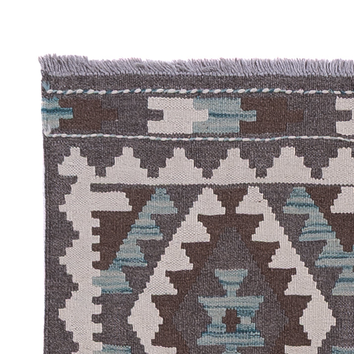 Läufer Kelim - Splash - 303 x 78 cm - dunkelgrün