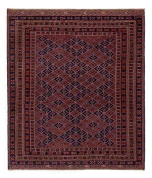 Kelim Teppich - Oriental quadratisch  - 183 x 157 cm - dunkelrot