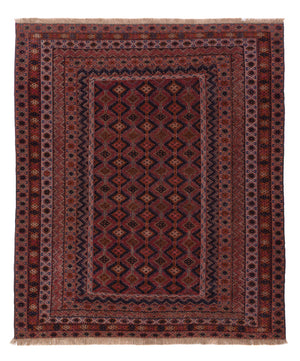 Kelim Teppich - Oriental quadratisch  - 189 x 157 cm - dunkelrot