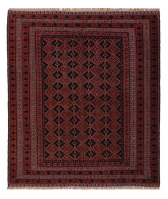 Kelim Teppich - Oriental quadratisch  - 185 x 160 cm - dunkelrot