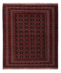 Kelim Teppich - Oriental quadratisch  - 185 x 160 cm - dunkelrot