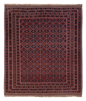 Kelim Teppich - Oriental quadratisch  - 183 x 158 cm - dunkelrot