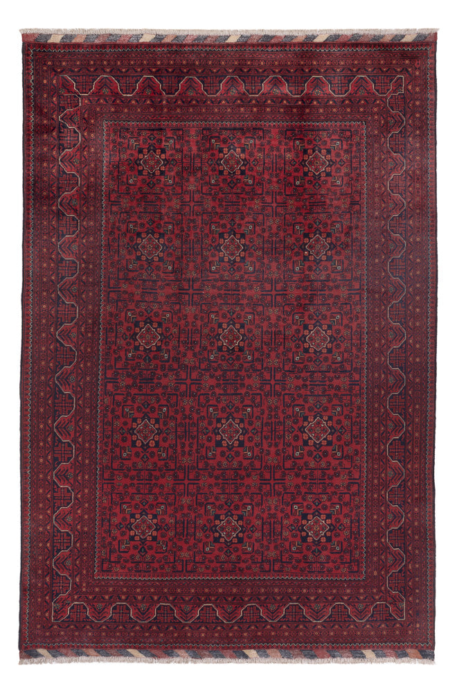 Tapis afghan - Kunduz - 290 x 199 cm - rouge foncé