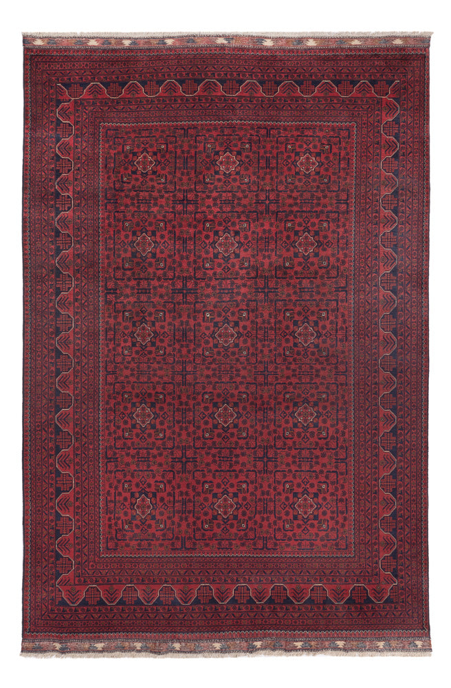 Tapis afghan - Kunduz - 292 x 198 cm - rouge foncé