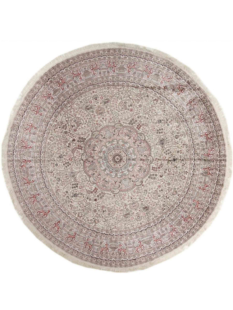 Tapis en soie - Soie chinoise ronde  - 300 x 300 cm - beige