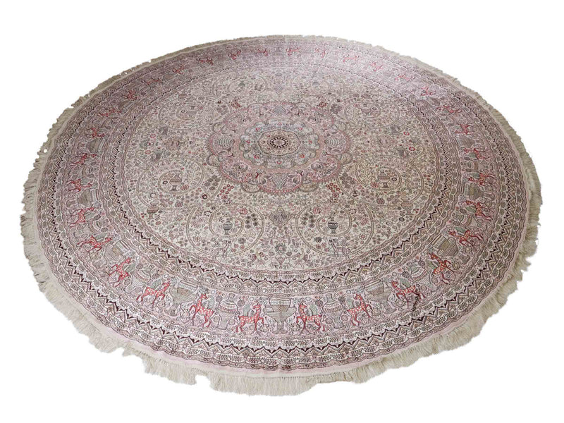 Tapis en soie - Soie chinoise ronde  - 300 x 300 cm - beige