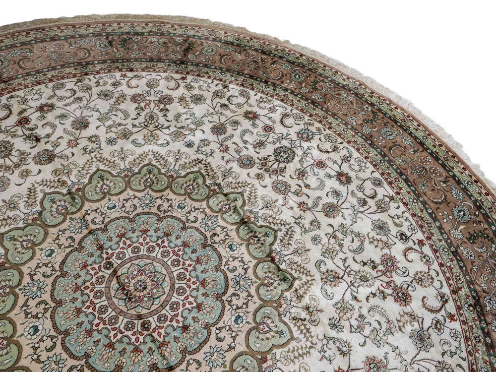 Seidenteppich - China Seide rund  - 303 x 303 cm - beige