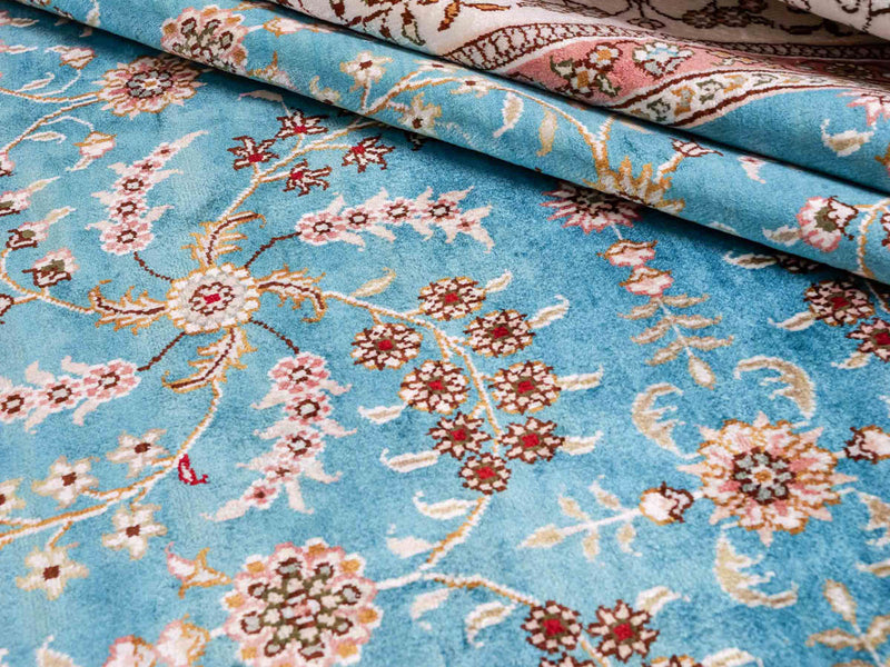 Tapis en soie - Soie chinoise - 263 x 180 cm - bleu clair