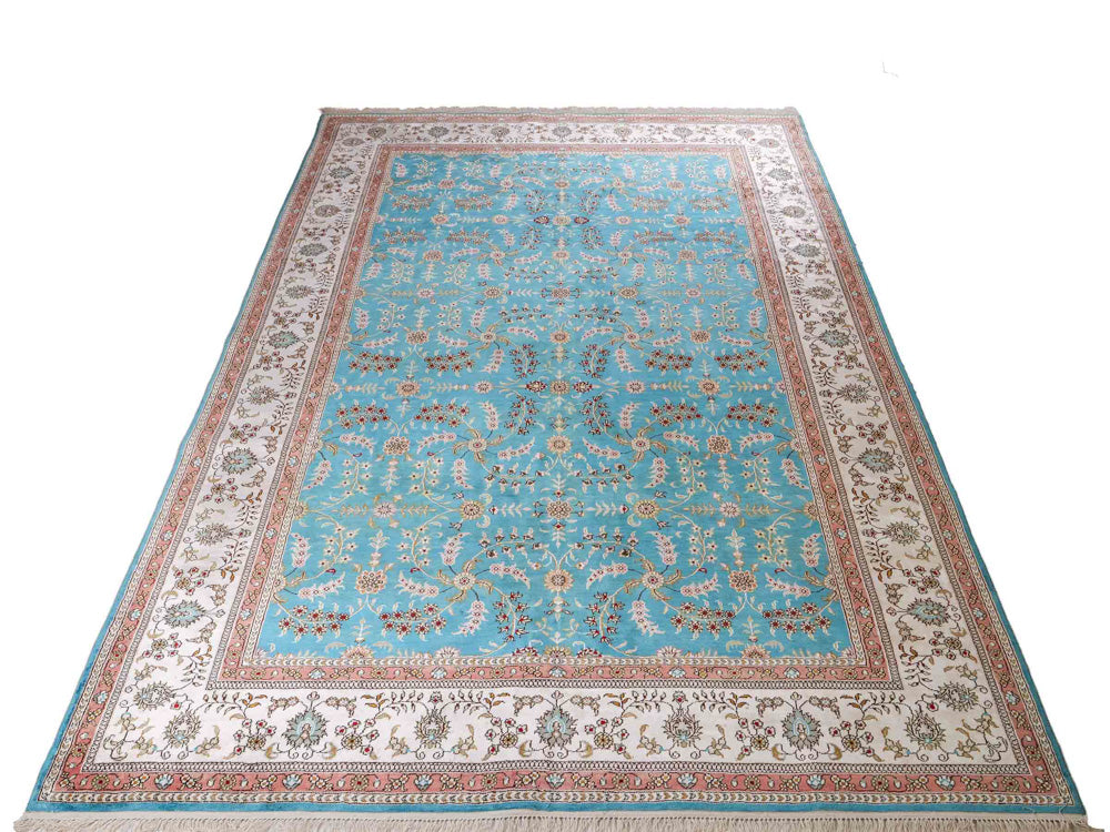 Tapis en soie - Soie chinoise - 263 x 180 cm - bleu clair