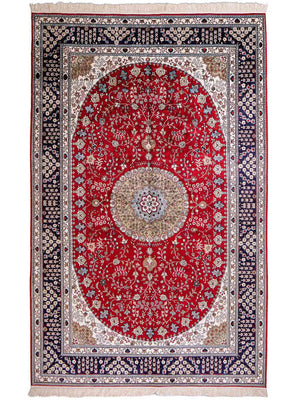 Tapis en soie - Soie chinoise - 246 x 152 cm - rouge