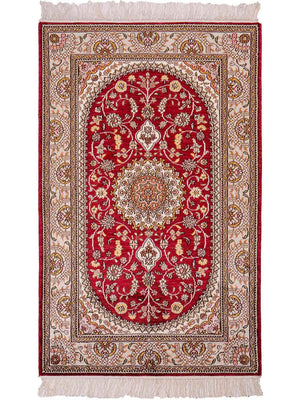Tapis en soie - Soie chinoise - 120 x 75 cm - rouge