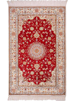 Tapis en soie - Soie chinoise - 120 x 77 cm - rouge