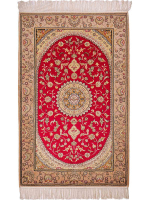 Tapis en soie - Soie chinoise - 121 x 78 cm - rouge