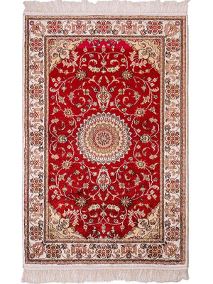 Tapis en soie - Soie chinoise - 117 x 77 cm - rouge