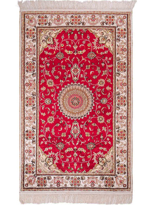Tapis en soie - Soie chinoise - 120 x 76 cm - rouge