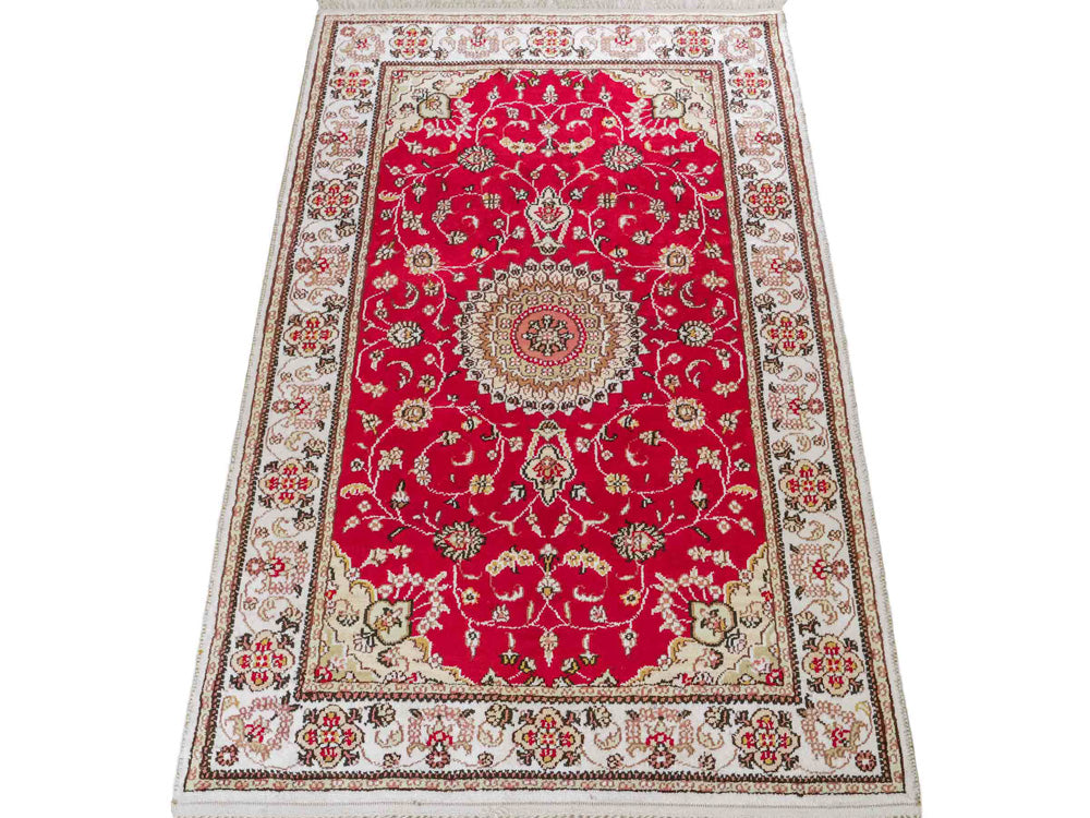 Tapis en soie - Soie chinoise - 120 x 76 cm - rouge