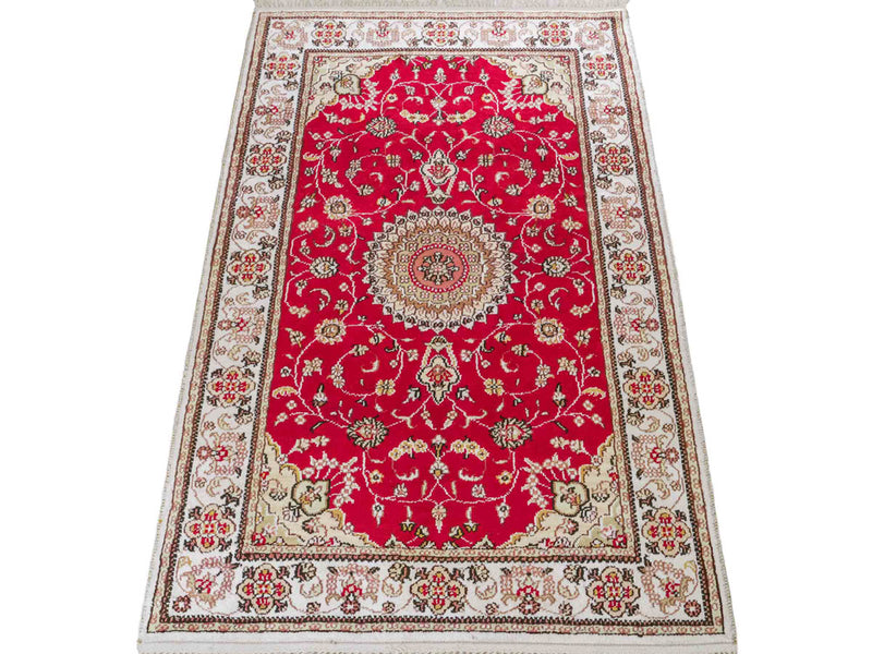 Tapis en soie - Soie chinoise - 120 x 76 cm - rouge