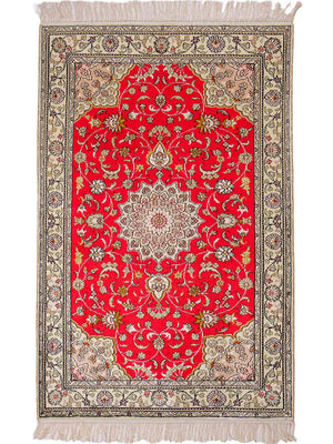 Tapis en soie - Soie chinoise - 122 x 78 cm - rouge