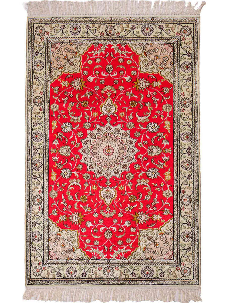 Tapis en soie - Soie chinoise - 122 x 78 cm - rouge