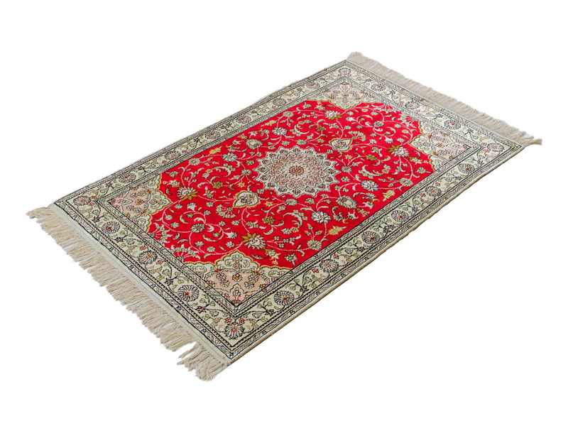 Tapis en soie - Soie chinoise - 122 x 78 cm - rouge