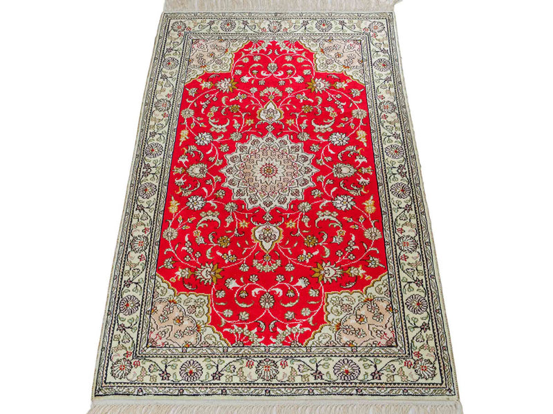 Tapis en soie - Soie chinoise - 122 x 78 cm - rouge