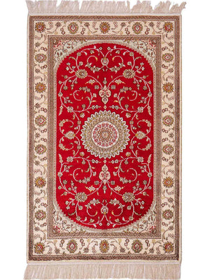 Tapis en soie - Soie chinoise - 122 x 76 cm - rouge