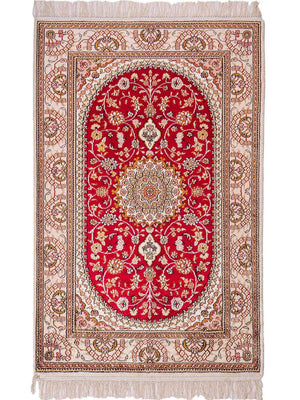 Tapis en soie - Soie chinoise - 120 x 78 cm - rouge