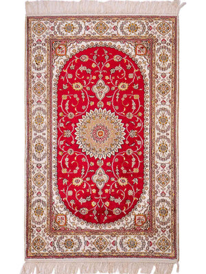 Tapis en soie - Soie chinoise - 120 x 77 cm - rouge