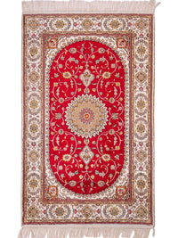 Tapis en soie - Soie chinoise - 120 x 77 cm - rouge