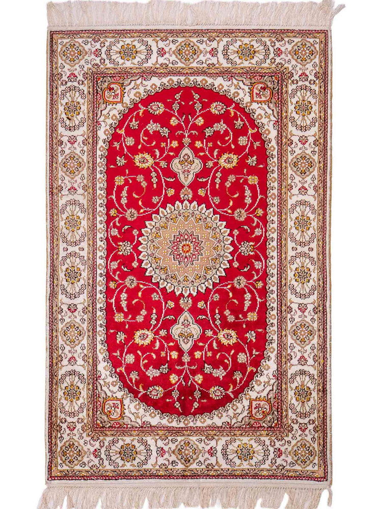 Tapis en soie - Soie chinoise - 120 x 77 cm - rouge