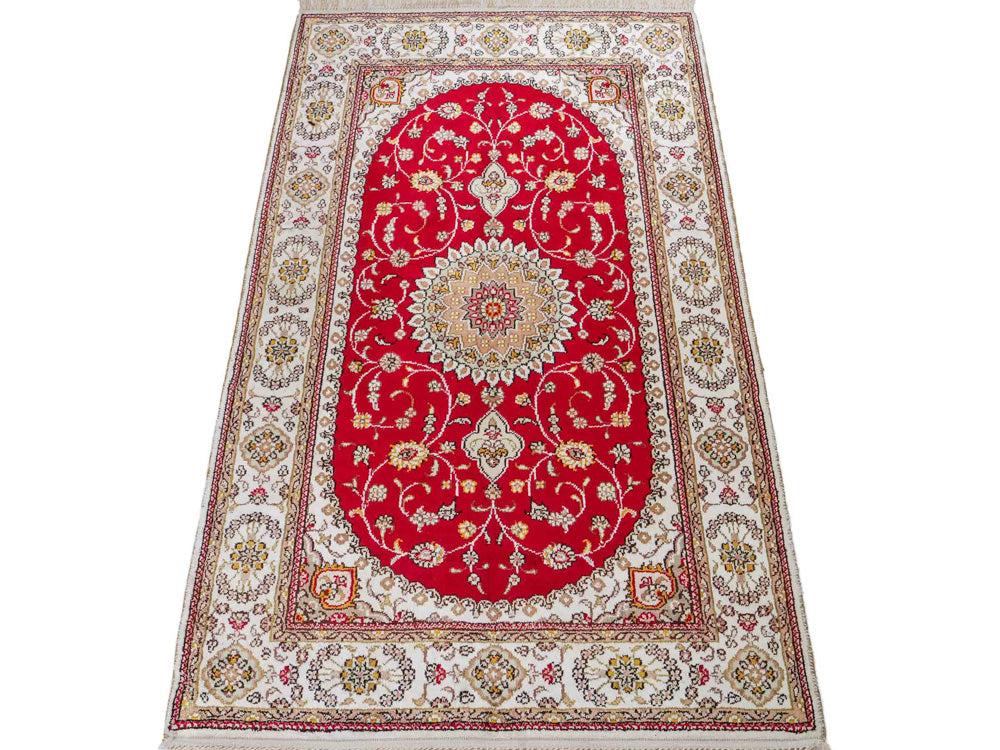 Tapis en soie - Soie chinoise - 120 x 77 cm - rouge